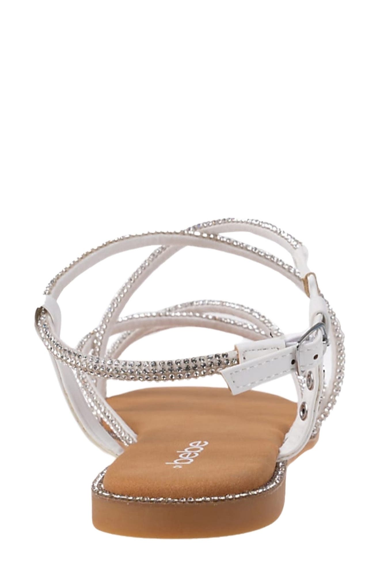 bebe Rhinestone Tubular Sandal, Alternate, color, 