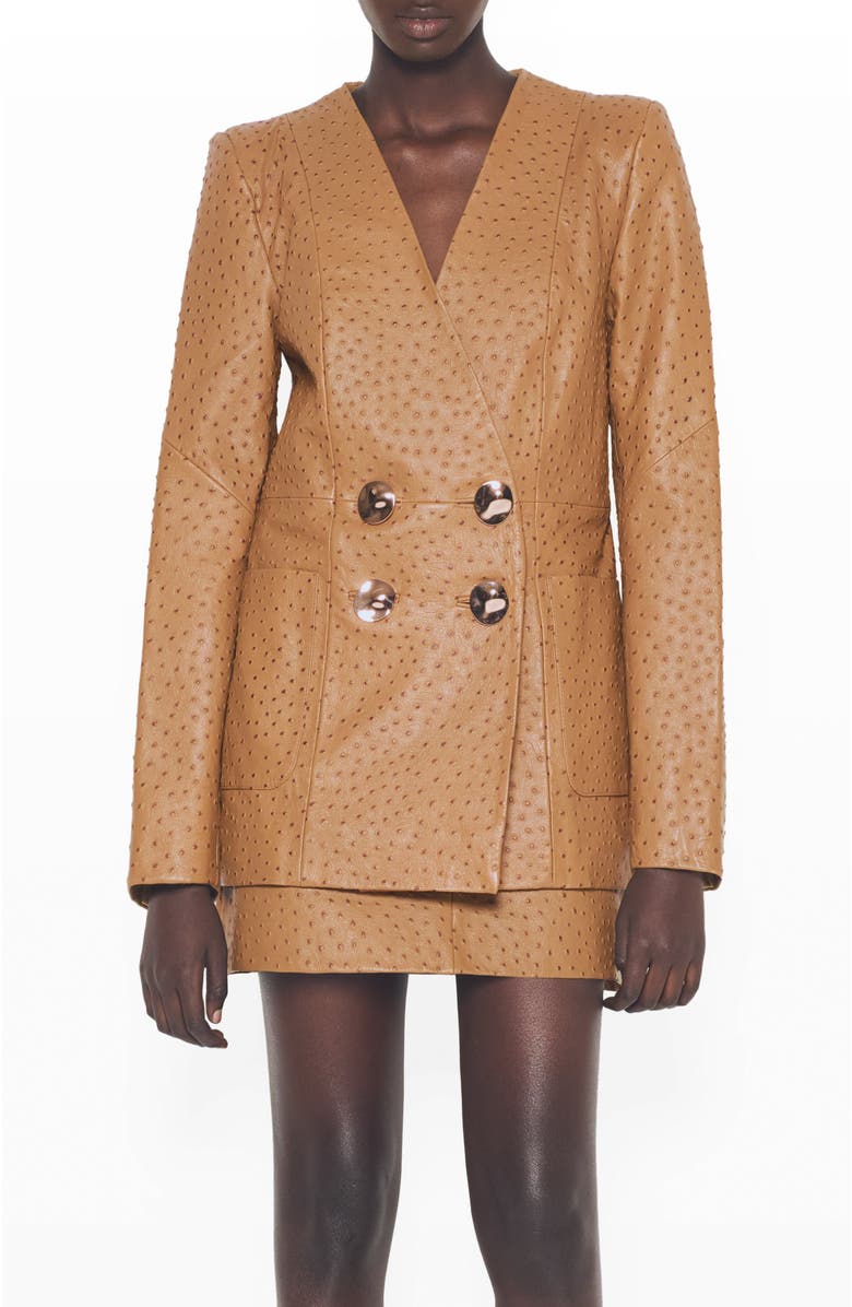 AS by DF Nadine Upcycled Leather Blazer, Alternate, color, Amber