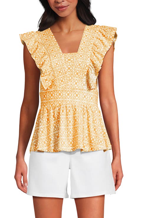 Lightweight Jersey Ruffle Peplum Top