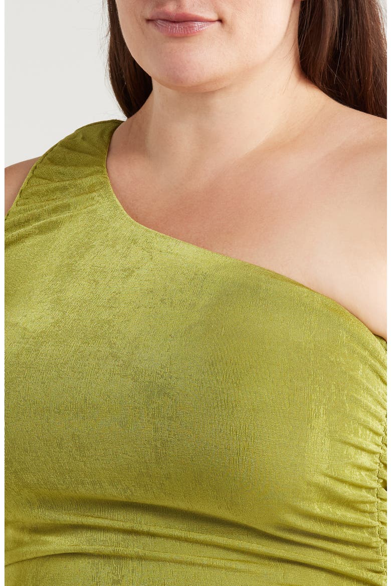 One-Shoulder Asymmetric Body-Con Midi Dress, Alternate, color, AVOCADO