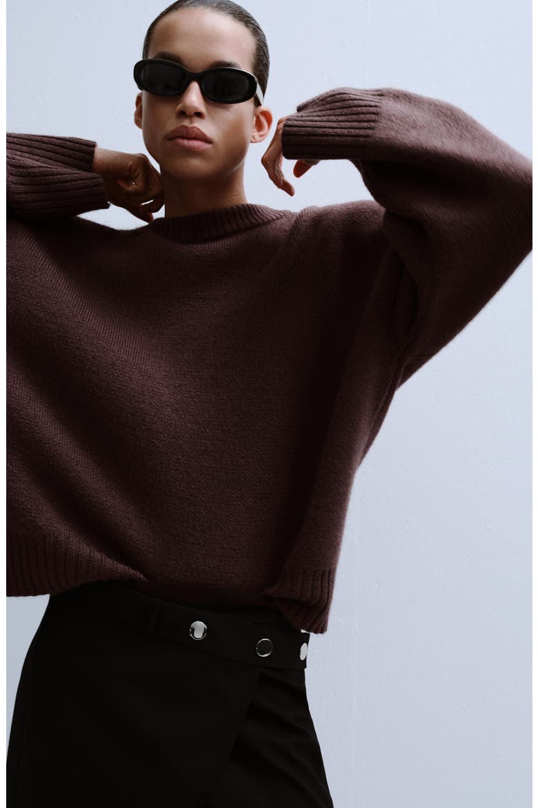 Crewneck Sweater, Alternate, color, WINE