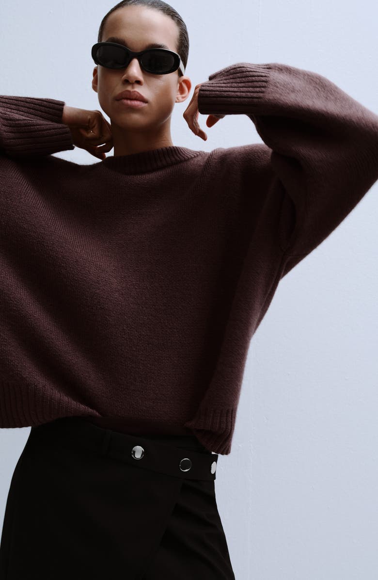 MANGO Crewneck Sweater, Alternate, color, Wine