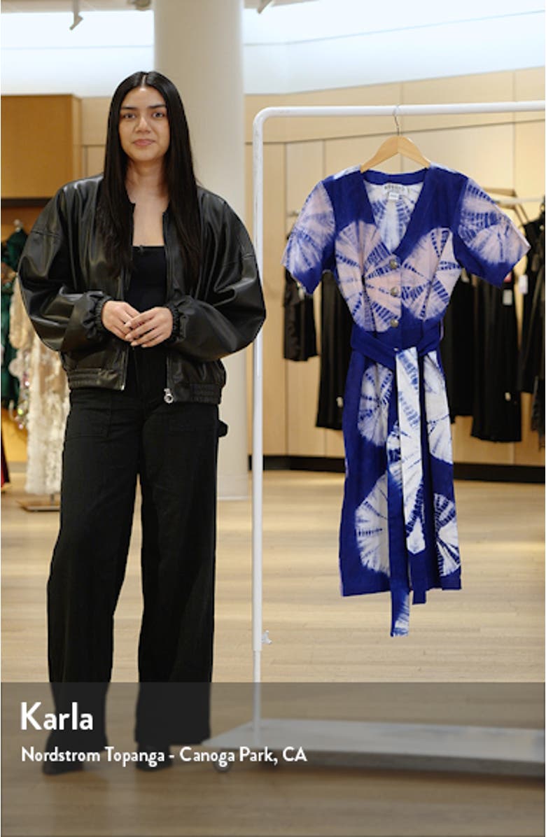 Kuti Tie Belt Button Front Denim Midi Dress, sales video thumbnail