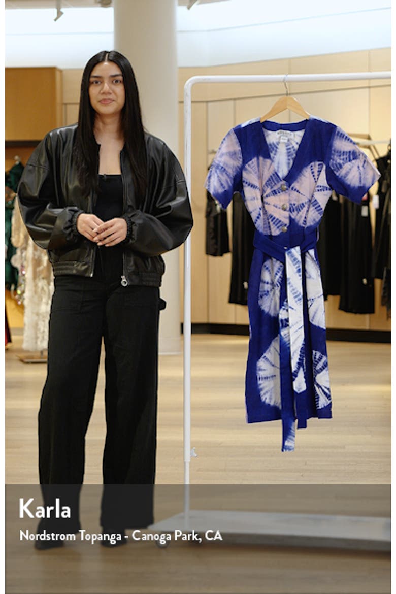 Kuti Tie Belt Button Front Denim Midi Dress video