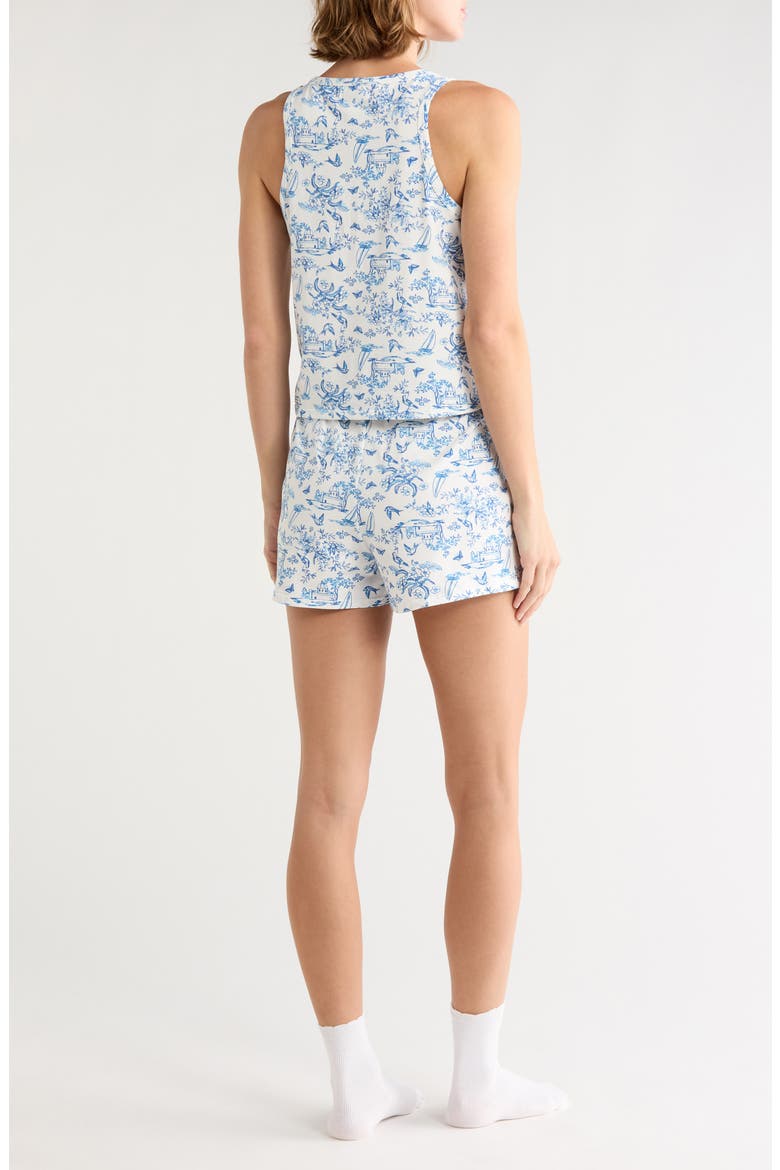 Tank Short Pajamas, Alternate, color, WHITE- BLUE RIVIERA TOILE