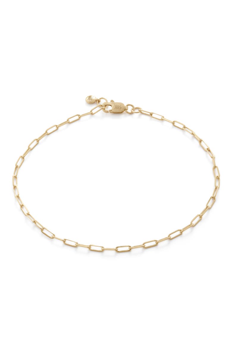 14K Gold Paper Clip Chain Bracelet, Main, color, 14KT SOLID GOLD