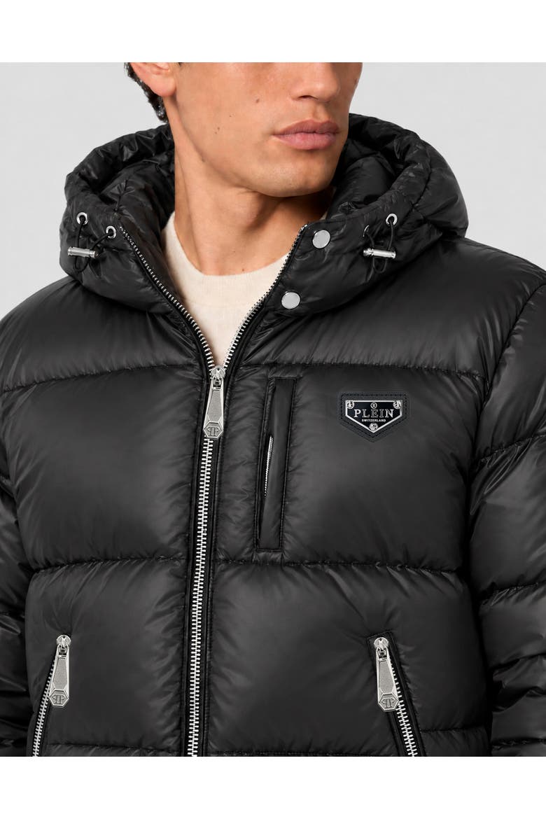 Shiny Nylon Puffer Jacket Men, Alternate, color, black