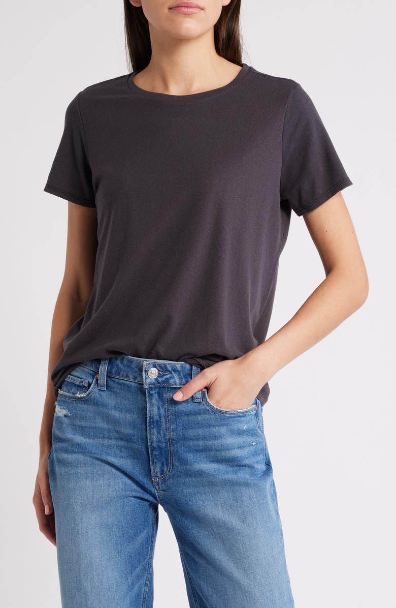 Marine Layer Re-Spun Signature Crewneck T-Shirt, Main, color, Black