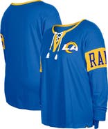 New Era Women's New Era  Royal Los Angeles Rams Plus Size Lace-Up Notch Neck Long Sleeve T-Shirt