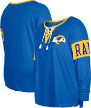 New Era Women's New Era Royal Los Angeles Rams Plus Size Lace-Up Notch Neck Long Sleeve T-Shirt