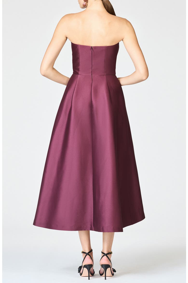 Shay Placed Floral Strapless Cocktail Midi Dress, Alternate, color, BORDEAUX ESPERANCE
