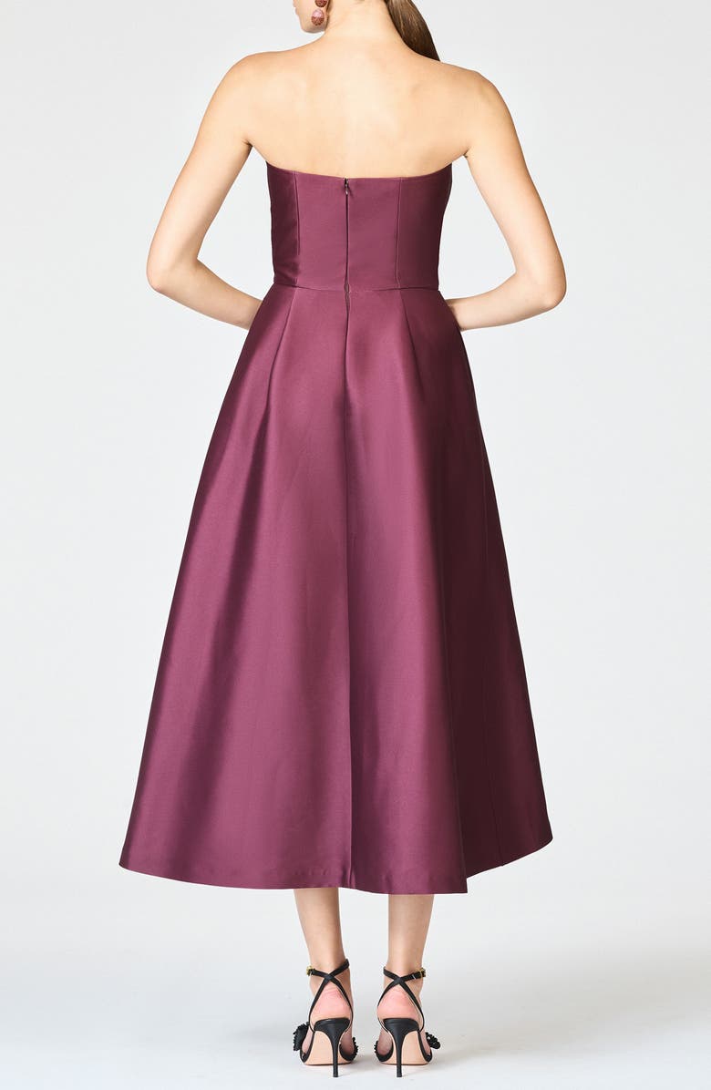 Sachin & Babi Shay Placed Floral Strapless Cocktail Midi Dress, Alternate, color, Bordeaux Esperance