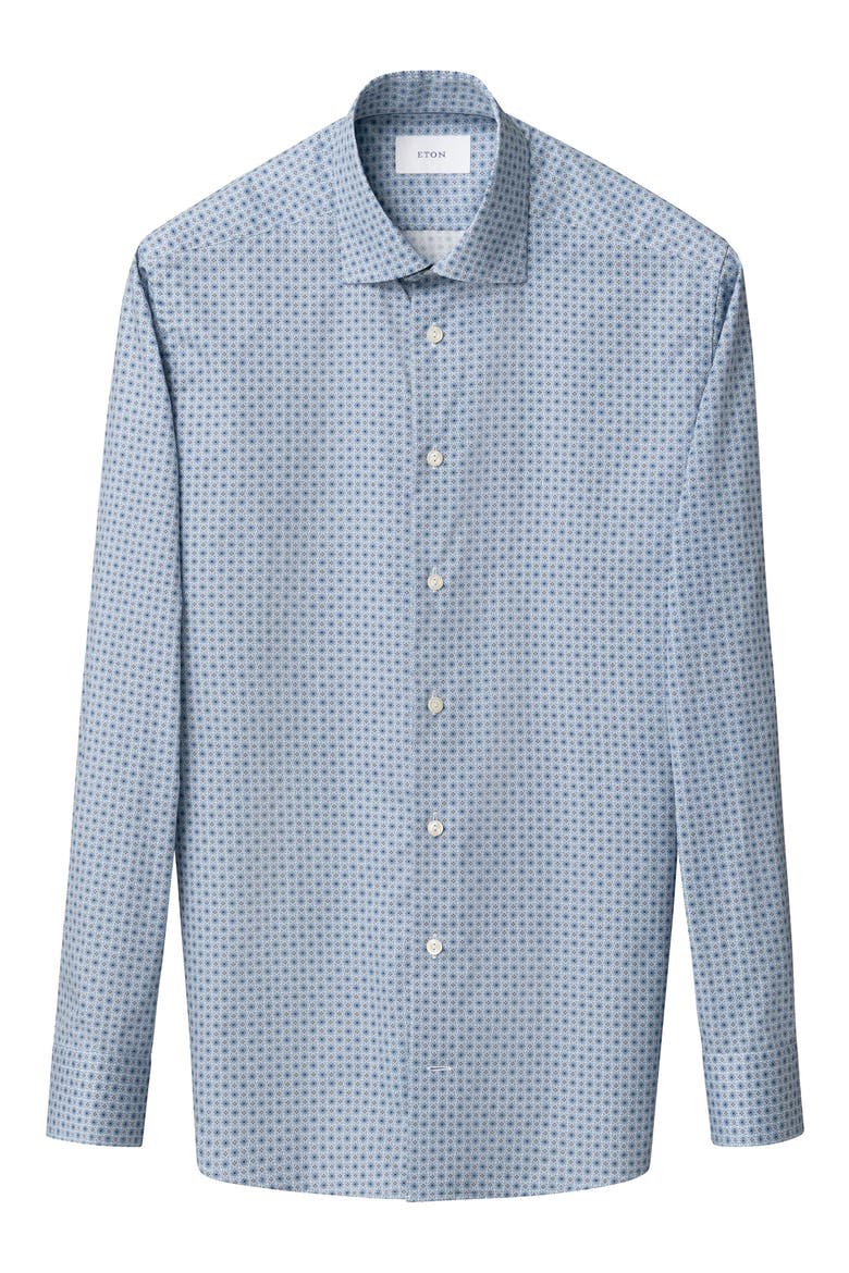 Slim Fit Floral Medallion Organic Cotton Dress Shirt, Alternate, color, MEDIUM BLUE