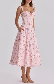 HOUSE OF CB Rosalee Floral Stretch Cotton Petticoat Dress