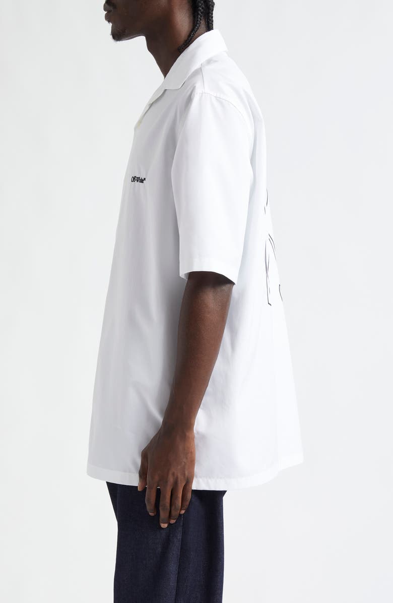 Off-White Gothic Arrows Cotton Poplin Bowling Shirt, Alternate, color, 