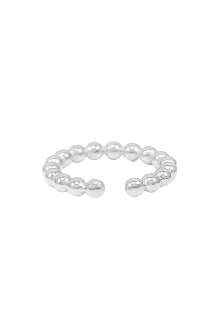 14k Gold Plated Brigitte Ball Chain Open Ring Gift Idea, Alternate, color, Silver
