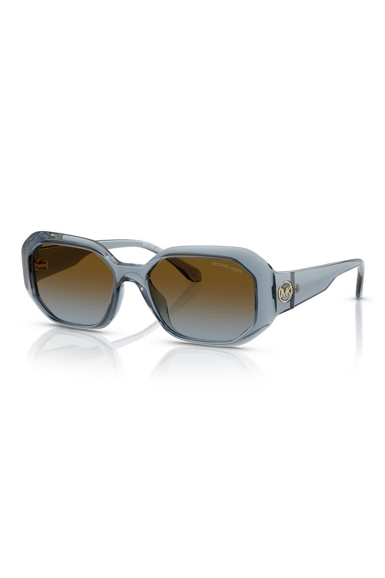 54mm Gradient Geometric Sunglasses, Alternate, color, DENIM TRANSPARENT / BROWN BLUE