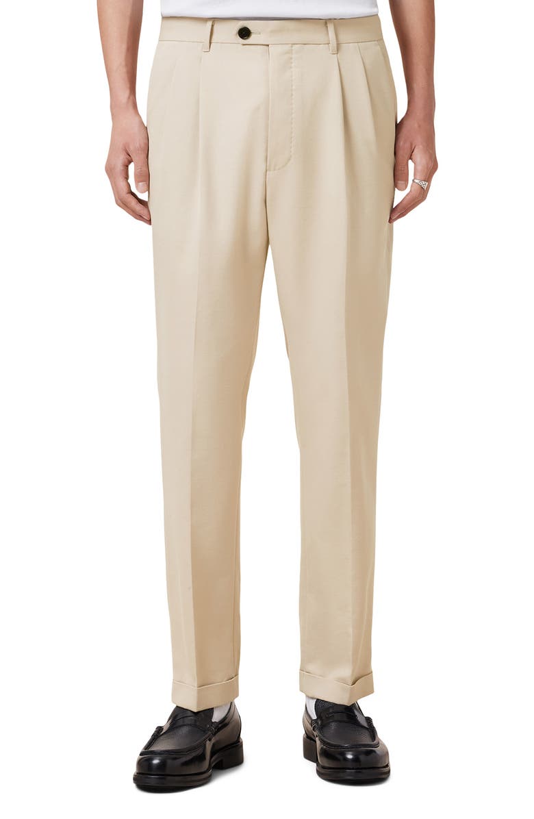 AllSaints Tallis Pleated Cuff Hem Cotton & Wool Blend Pants, Main, color, Antique Brown