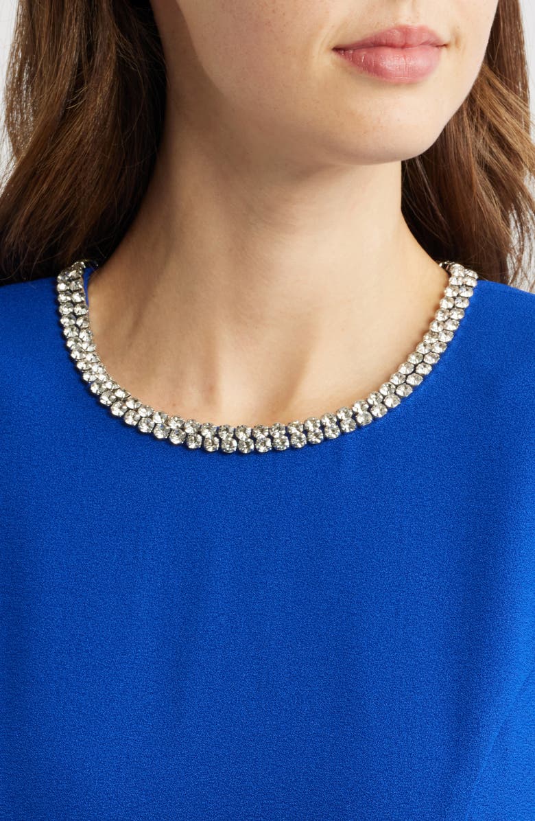 Tahari ASL Rhinestone Trim Long Sleeve Sheath Dress, Alternate, color,