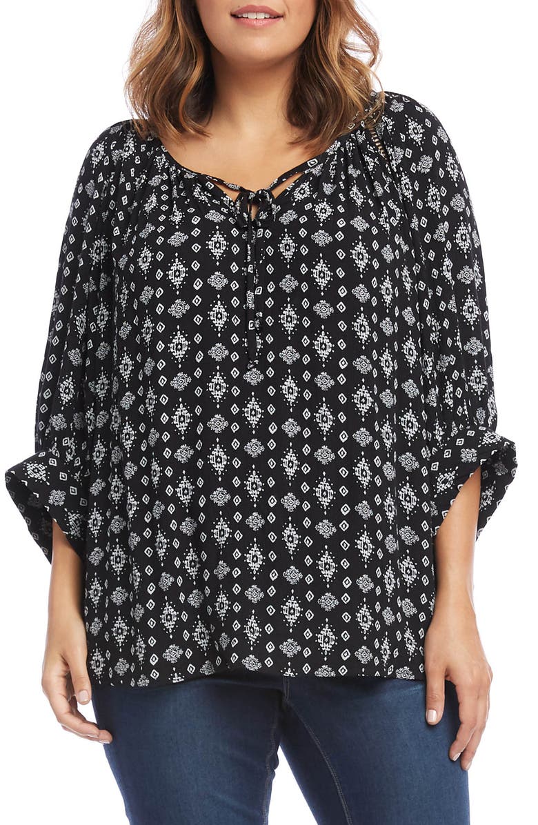 Karen Kane Blouson Sleeve Peasant Top, Main, color, 
