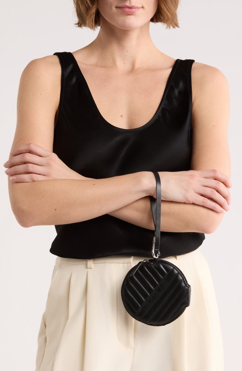 MUNDI SMALL LEATHER GOODS Ashley Quilted Wristlet Wallet, Alternate, color, Black