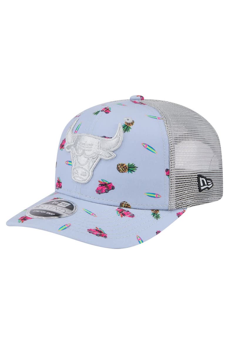 Men's New Era Light Blue/Gray Chicago Bulls Adventure Aloha Pattern 9SEVENTY Stretch-Snap Hat, Main, color, Light Blue