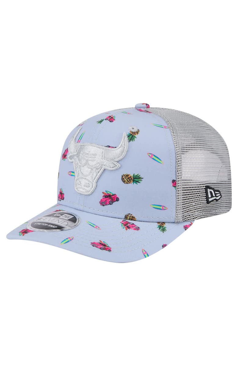 New Era Men's New Era Light Blue/Gray Chicago Bulls Adventure Aloha Pattern 9SEVENTY Stretch-Snap Hat, Main, color, Light Blue