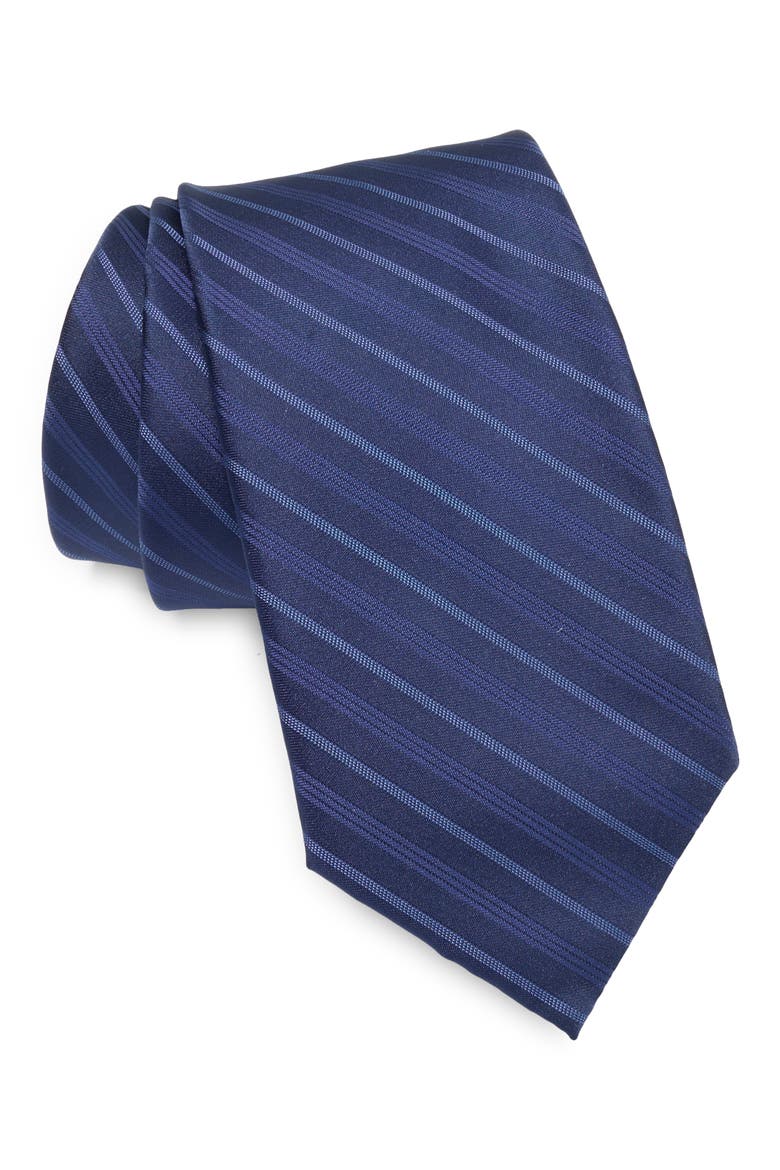 Edmund Stripe Tie, Main, color, NAVY