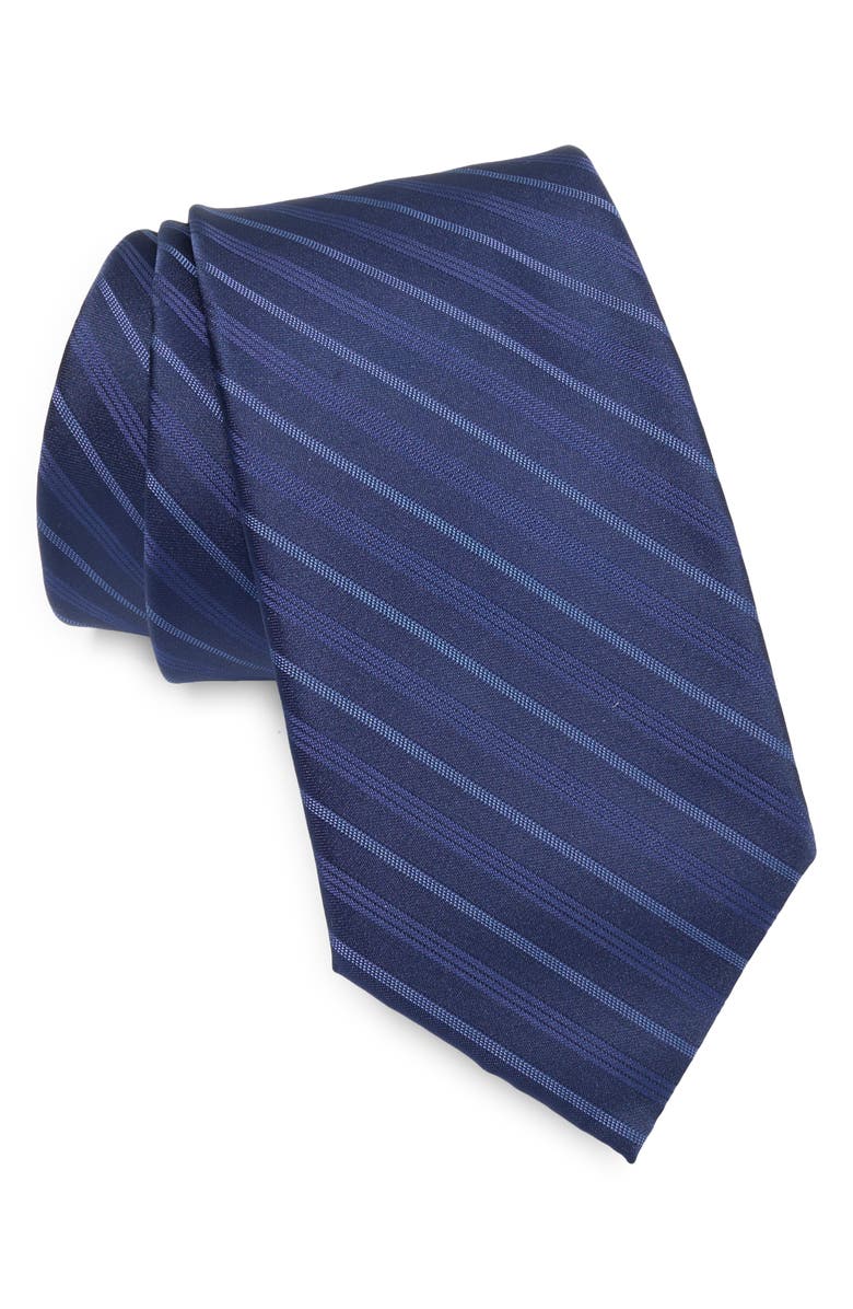 Calvin Klein Edmund Stripe Tie, Main, color, Navy