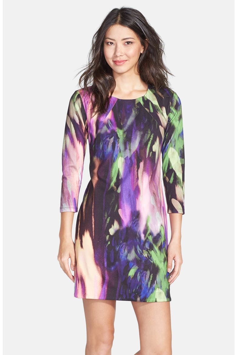 'Arcy' Print Ponte Shift Dress, Main, color, MULTI