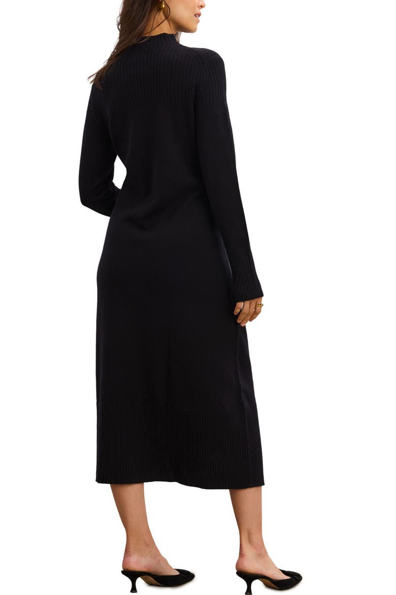 The Peyton Mockneck Sweater Dress, Alternate, color, Black