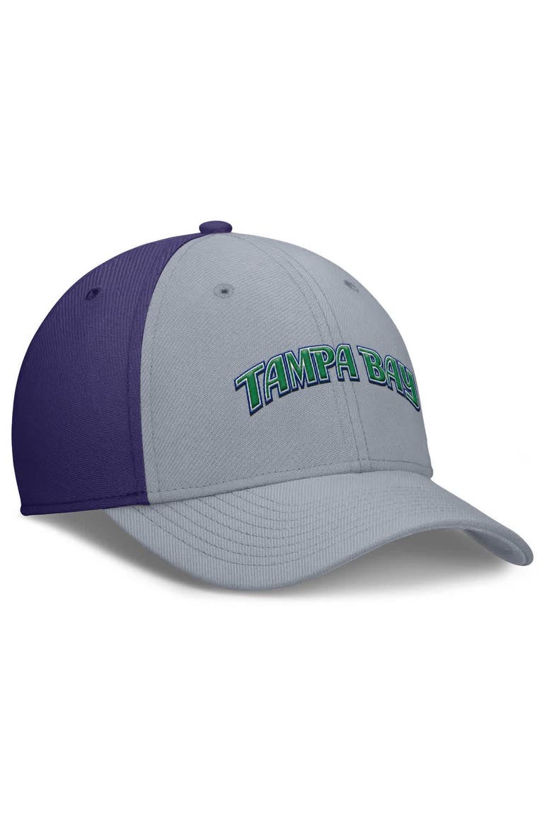 Men's Nike Gray/Purple Tampa Bay Rays Rise Swoosh Performance Flex Hat, Alternate, color, Gray