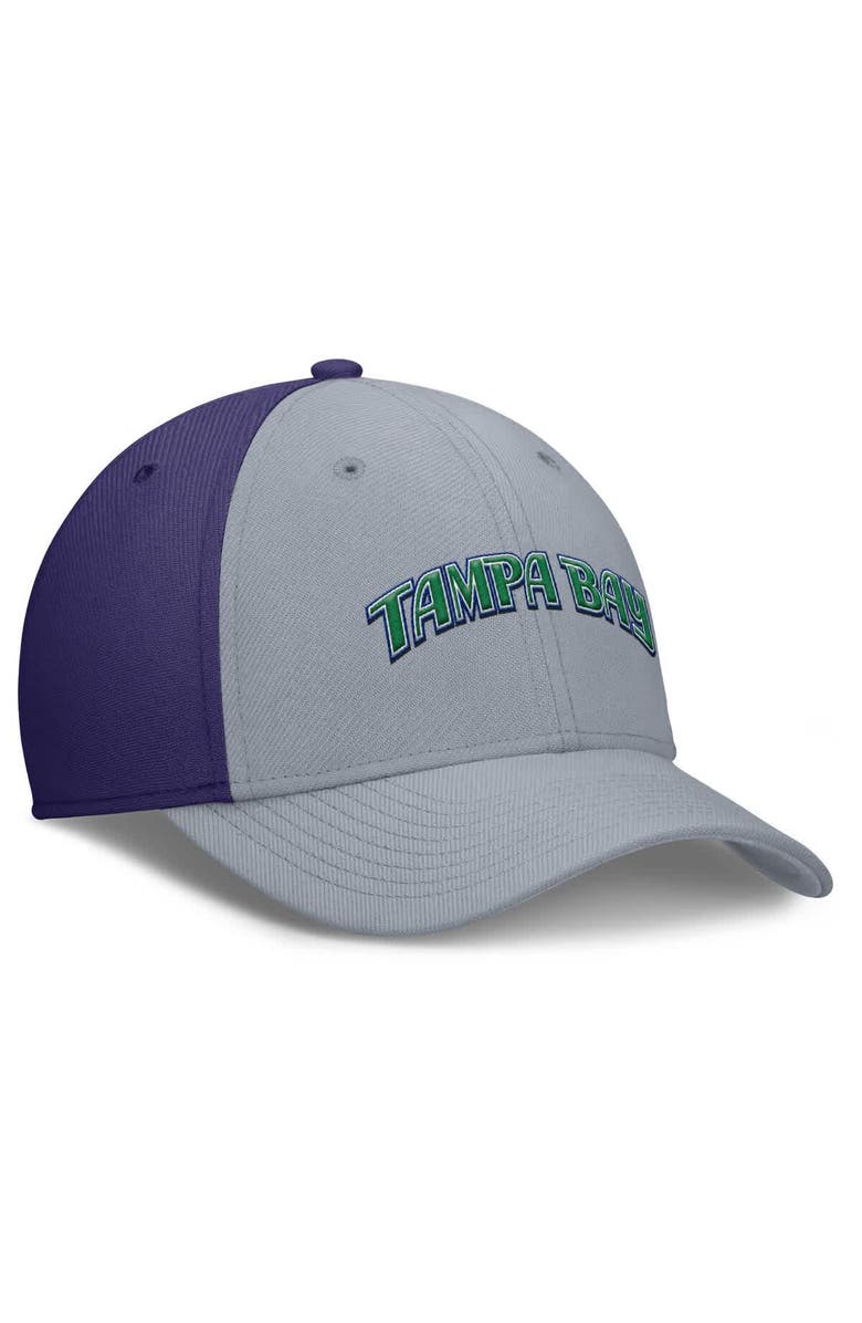 Nike Men's Nike Gray/Purple Tampa Bay Rays Rise Swoosh Performance Flex Hat, Alternate, color, Gray