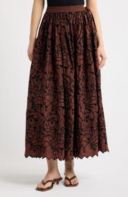 LOVE THE LABEL Fantasia Embroidered Eyelet Midi Skirt