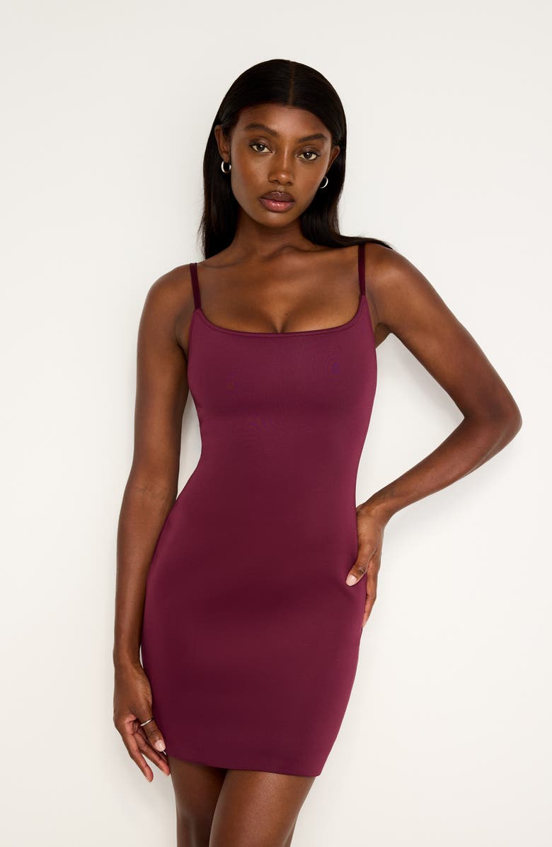 Good American Sculpting Scoop Cami Dress, Alternate, color, Oxblood