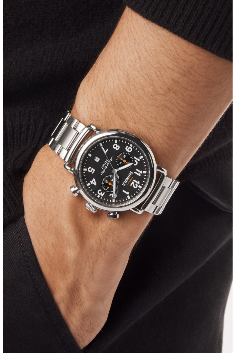 Runwell Chronograph Bracelet Watch, 41mm, Alternate, color, BLACK