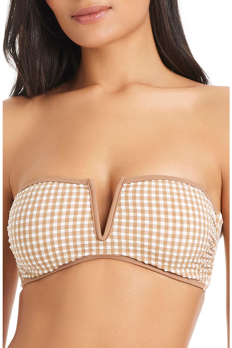 Clean Bandeau Bikini Top, Alternate, color, TOASTED COCONUT