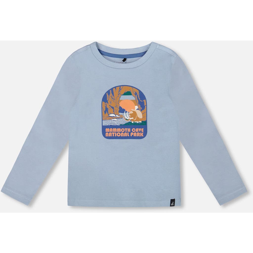 Deux Par Deux Boy Organic Cotton Long Sleeve T-shirt In Blue