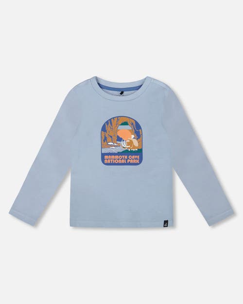Deux Par Deux Organic Cotton Long Sleeve T-shirt In Blue