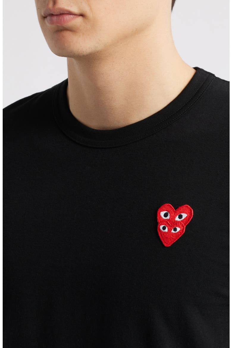 Comme de Garçons PLAY Men's Twin Hearts T-Shirt, Alternate, color, BLACK