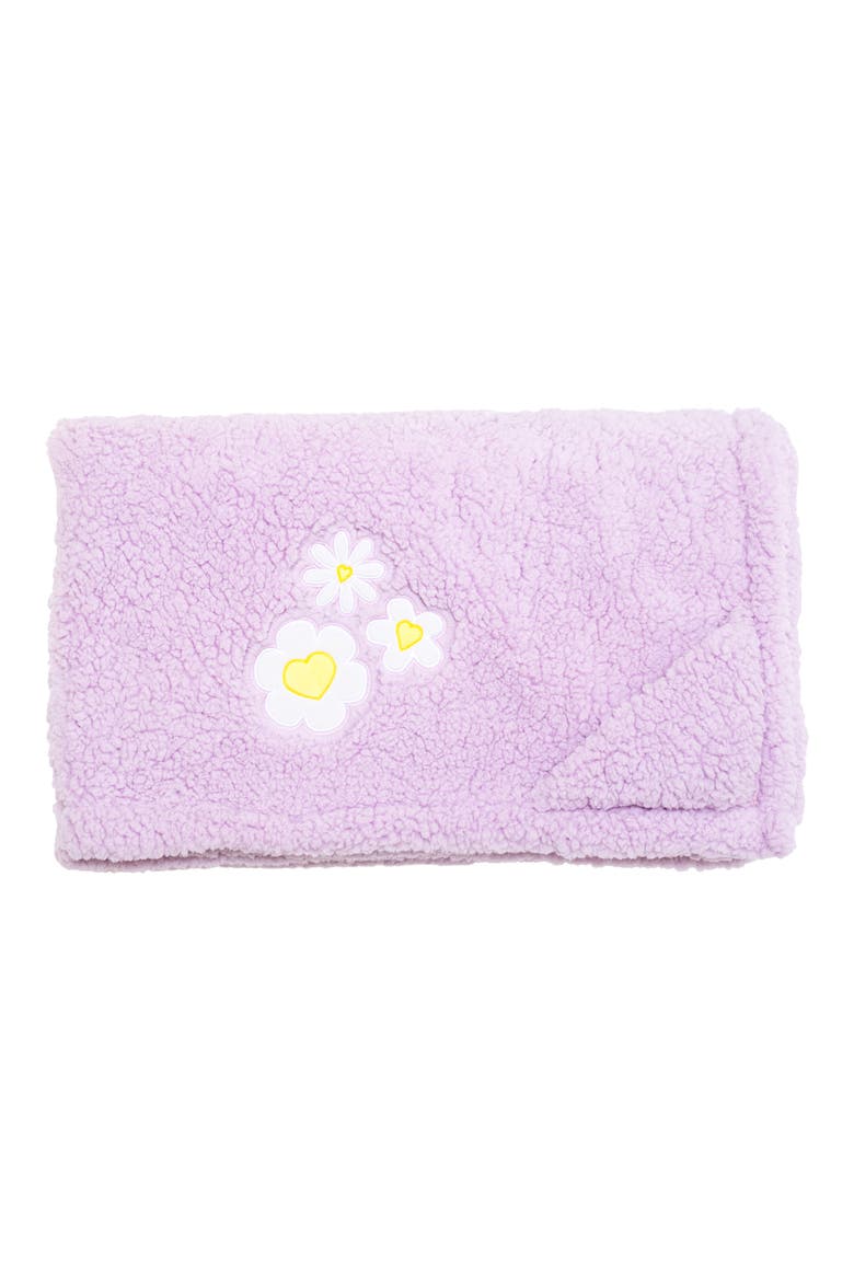 Happy Daisies Stripes Reversible Fleece Baby Blanket, Main, color, LILAC