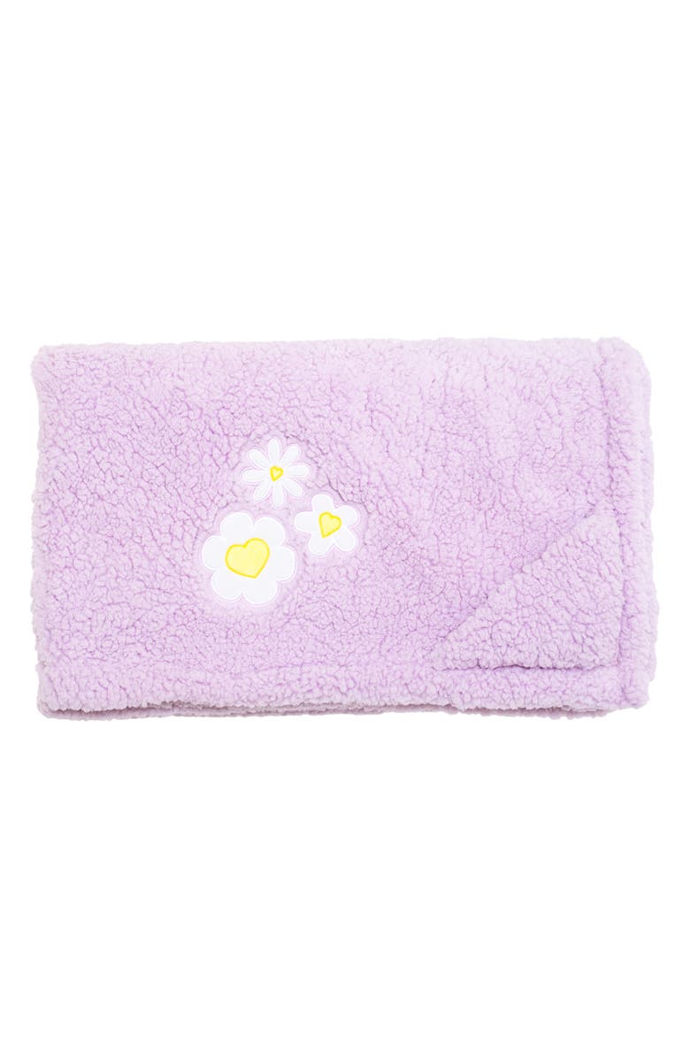 mimish Happy Daisies Stripes Reversible Fleece Baby Blanket, Main, color, Lilac
