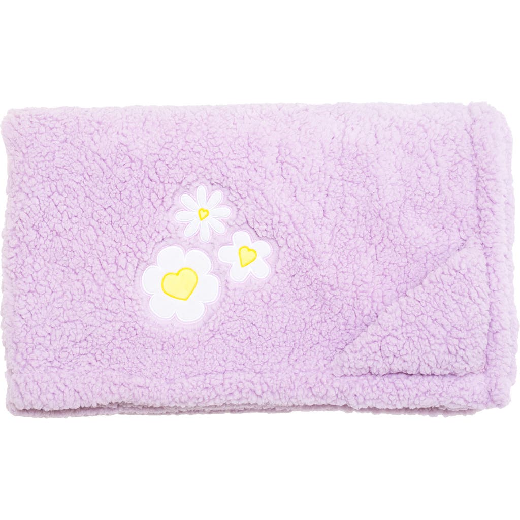 mimish Happy Daisies Stripes Reversible Fleece Baby Blanket in Lilac  product