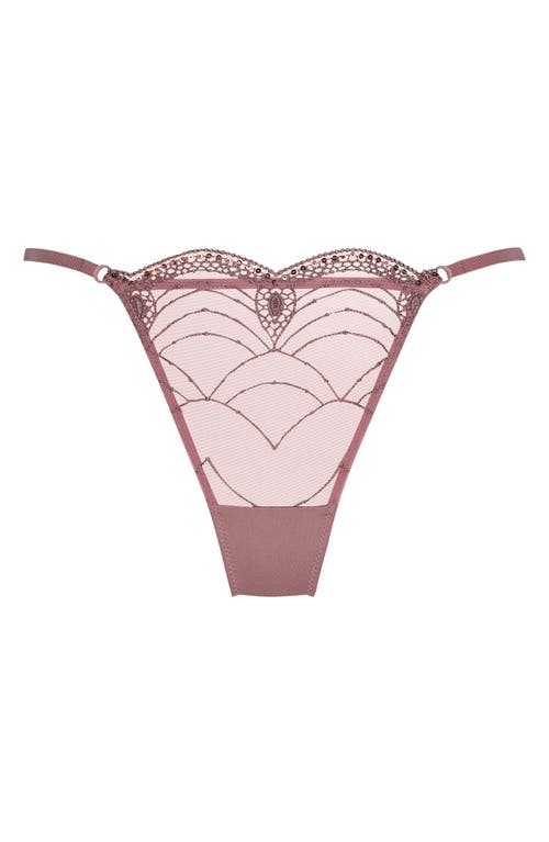 HUNKEMOLLER HUNKEMÖLLER RUBY EMBELLISHED EMBROIDERED MESH G-STRING