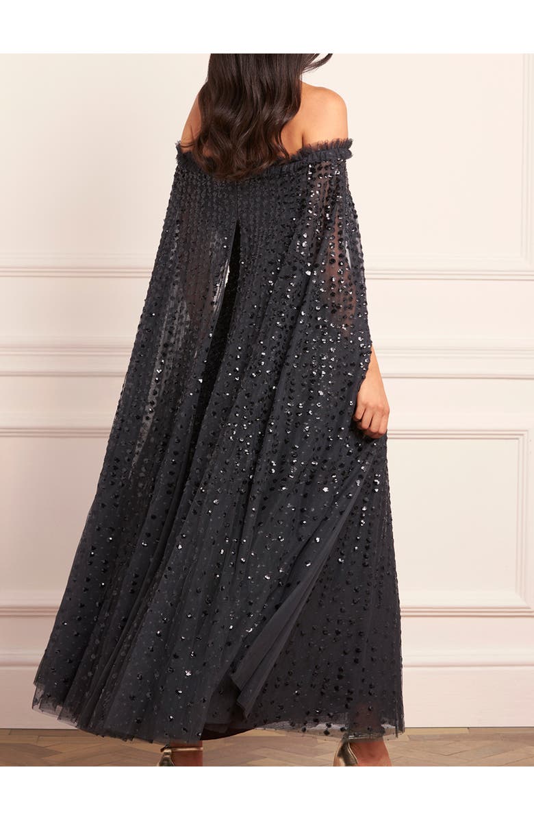 Needle & Thread Raindrop Cape Ankle Gown, Alternate, color, Graphite