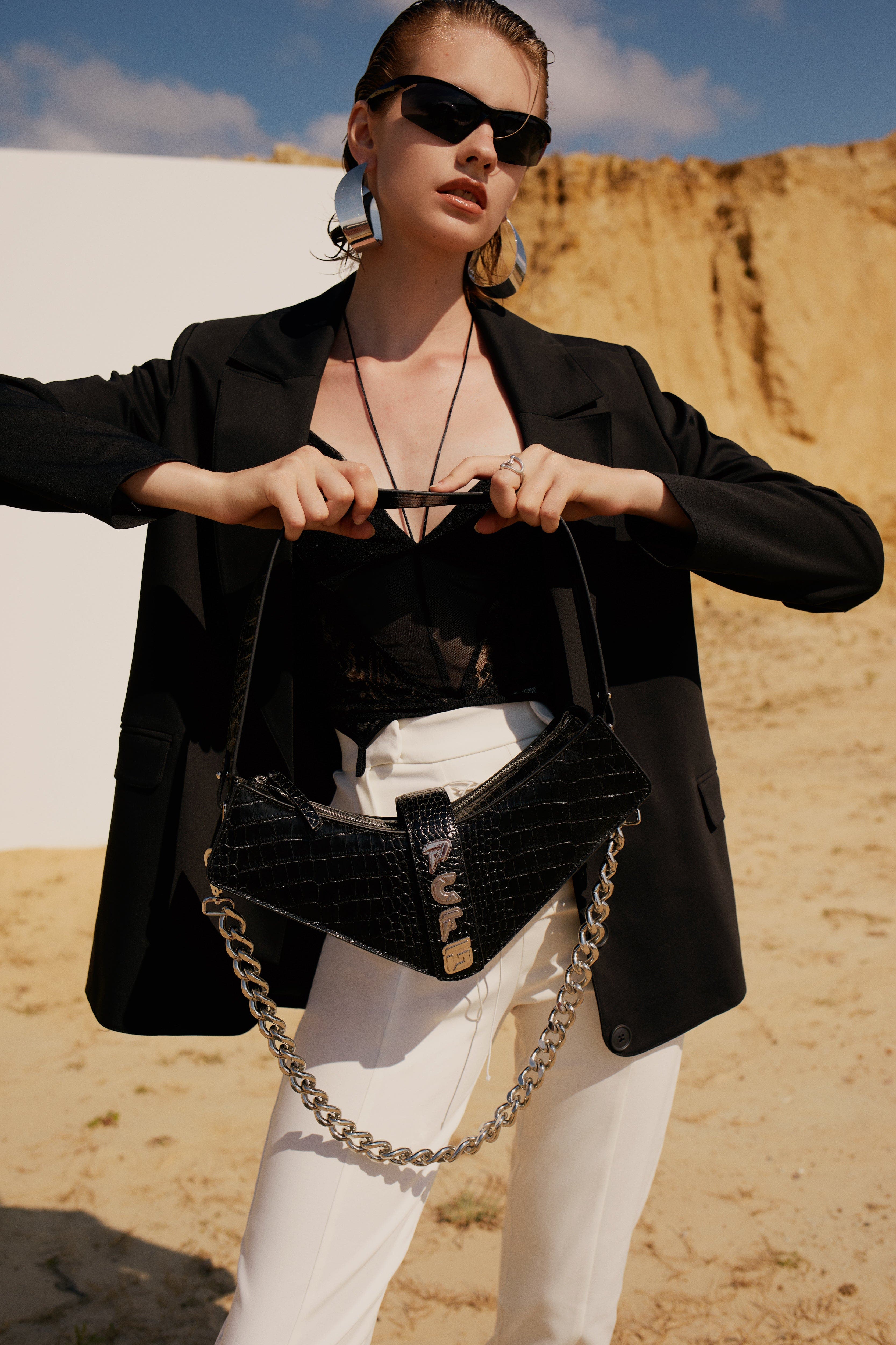 PCFG Boomerang Shoulder Bag, Alternate, color, Black