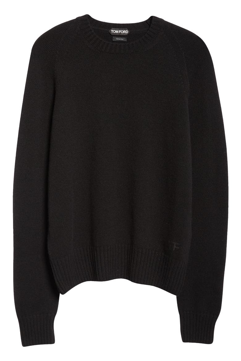 Cashmere Crewneck Sweater, Alternate, color, BLACK