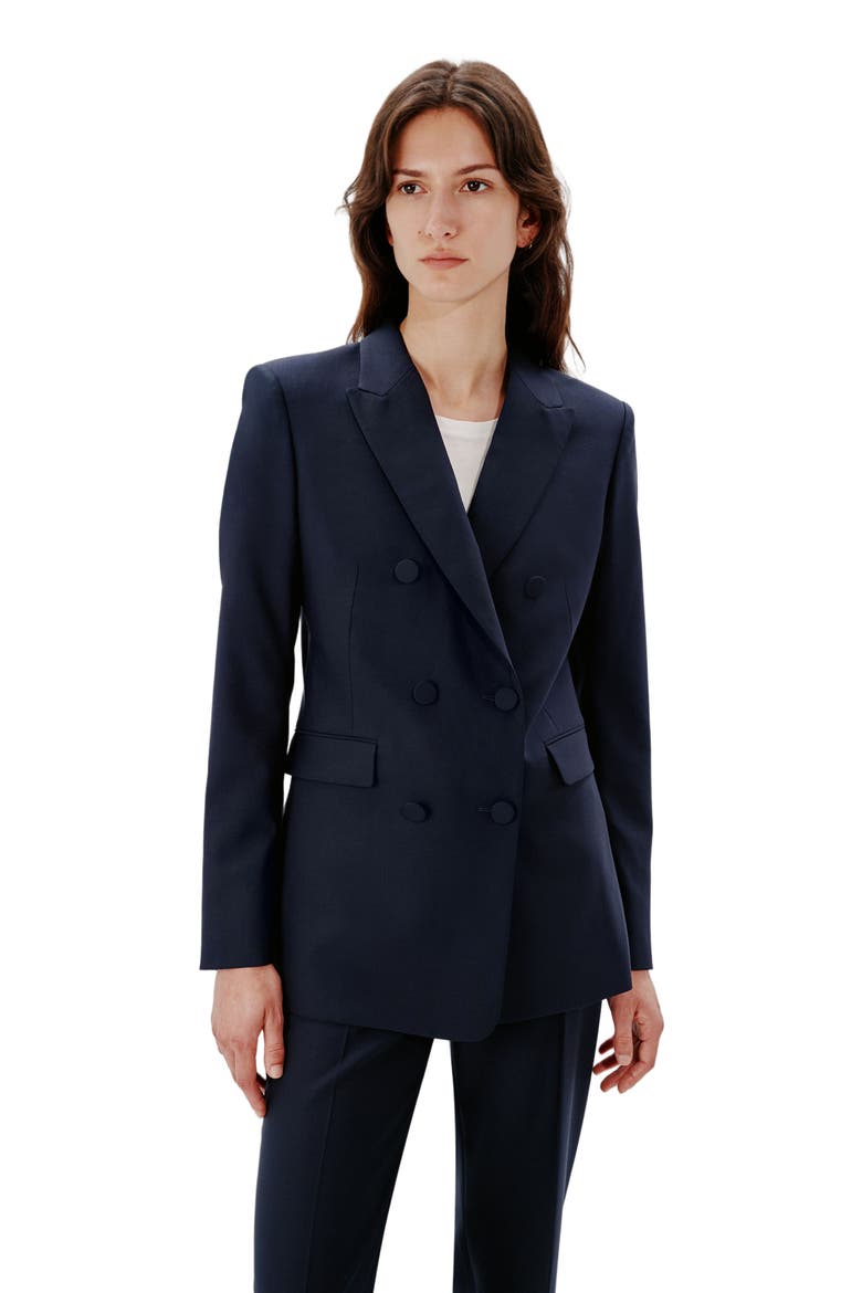 DOUBLE BREASTED JACKET, Alternate, color, NAVY