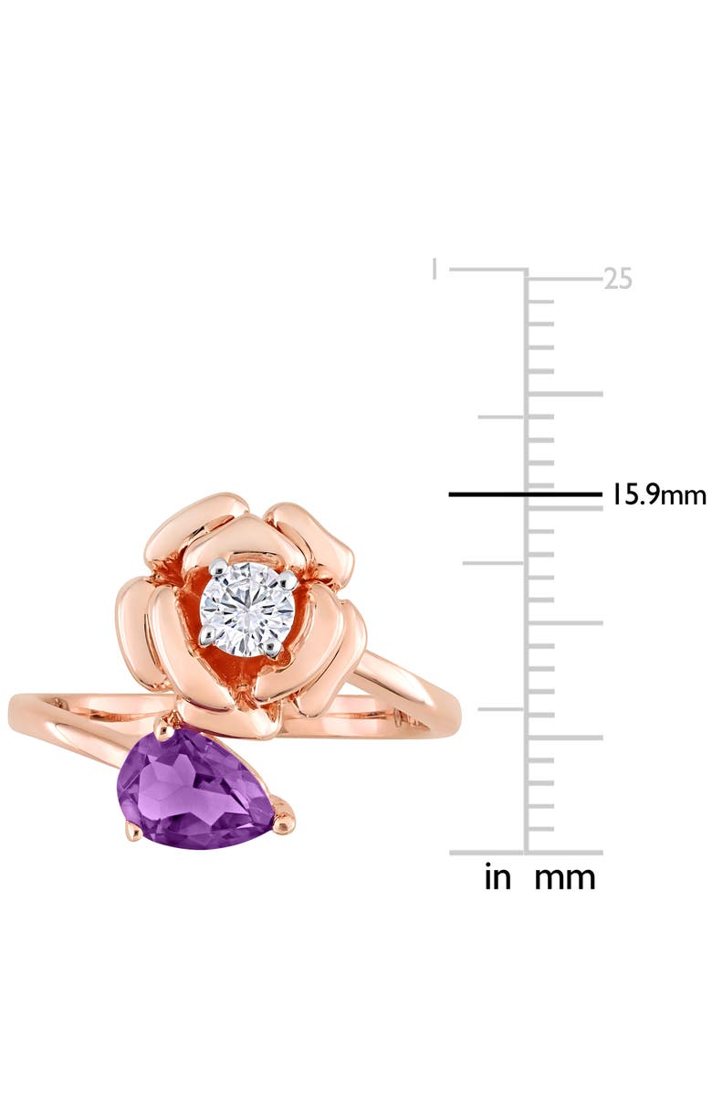 DELMAR Pear Cut African Amethyst & White Topaz Rose Ring, Alternate, color, 
