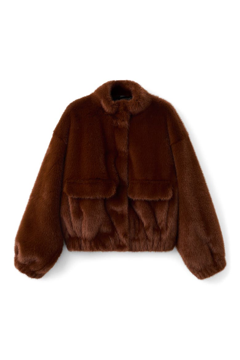 Faux Fur Jacket, Alternate, color, BROWN